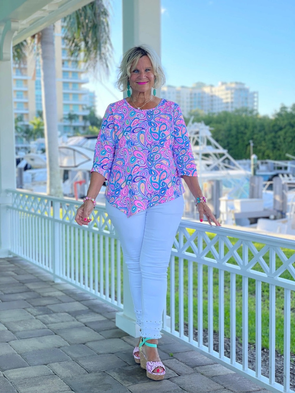 Lulu-B CAROLINA PAISLEY ASYMMETRIC COOLING UPF 50 TOP